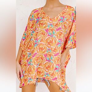 PASSING THROUGH PARADISE SHIFT TUNIC IN ORANGE